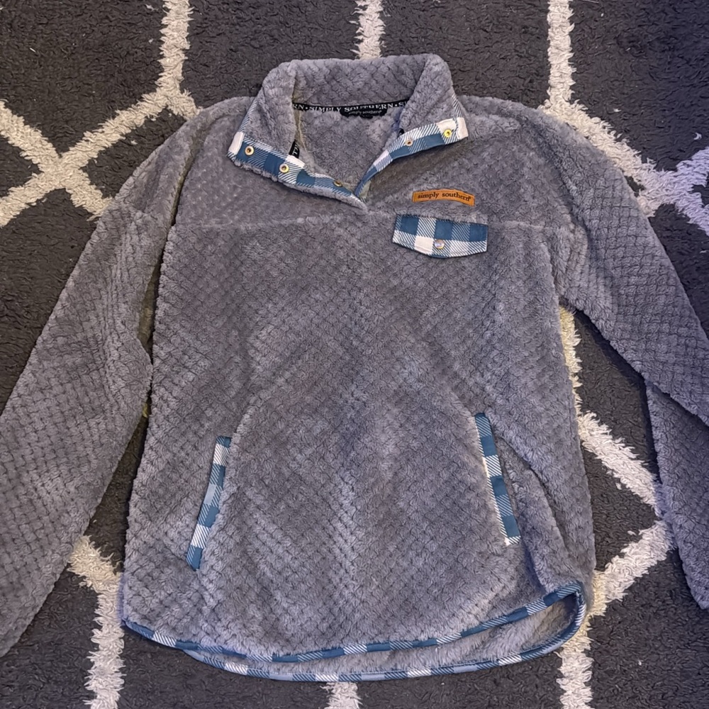 Simply Southern Gray and Blue Jacket Size Medium